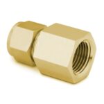 Brass Swagelok Tube Fitting, Female Connector, 1/4 in. Tube OD x 1/4 in. Female ISO Tapered Thread - B-400-7-4RT - Brass - 1/4 in. - Swagelok® Tube Fitting - 1/4 in. - Female ISO Tapered Thread